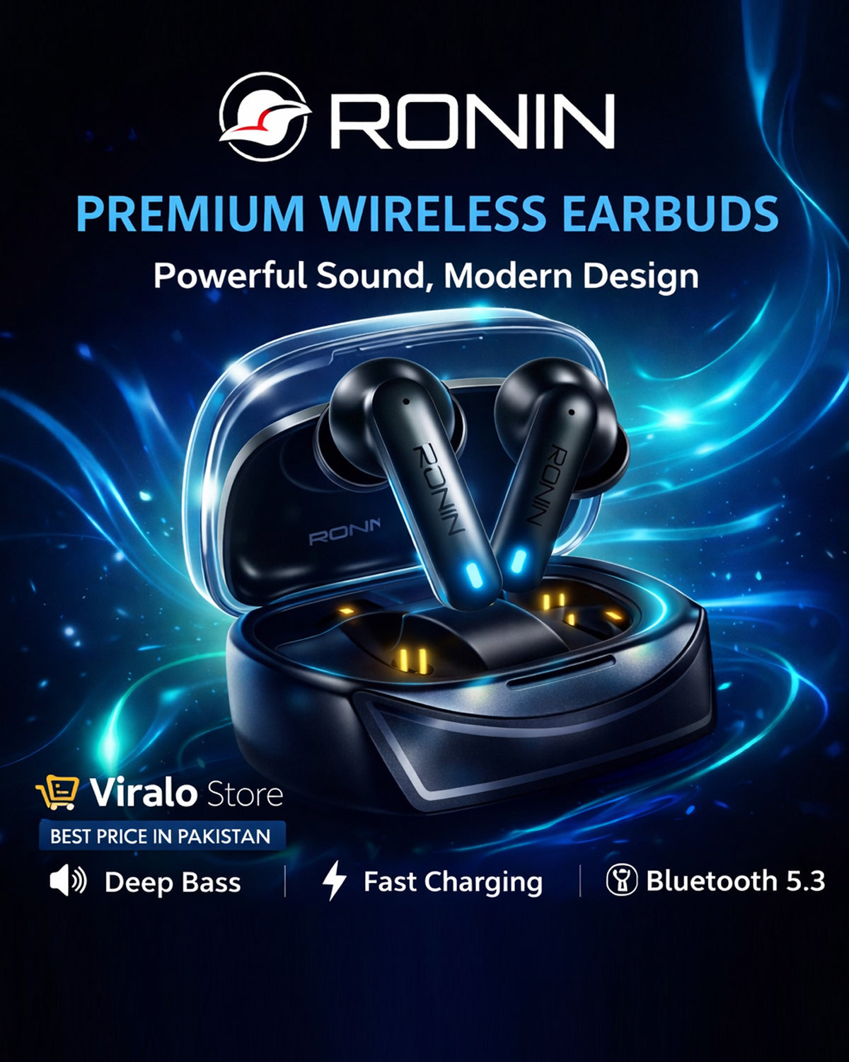 Ronin Dynasty R-520 – Premium Wireless Earbuds with Gaming Mode & Crystal-Clear Sound - Viralo Store